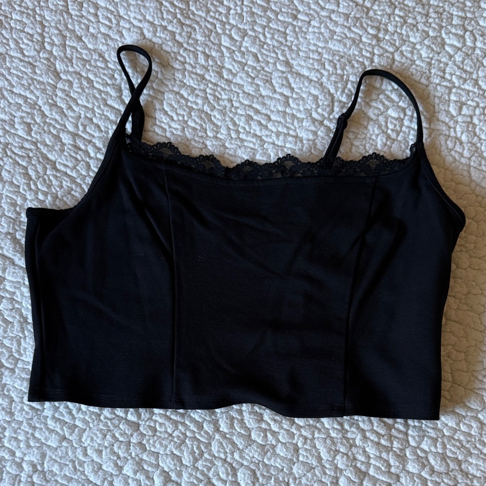 a new day black cropped Top